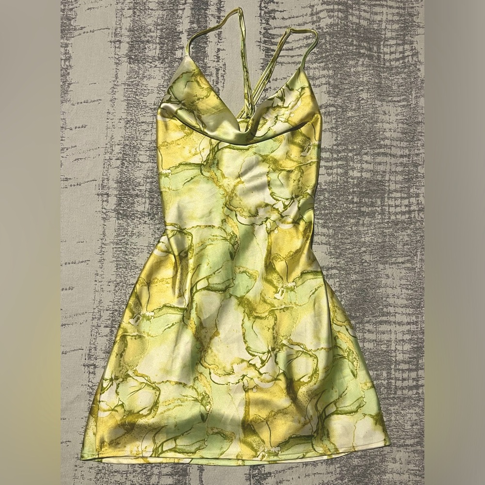 Marble Print Silk Mini Dress